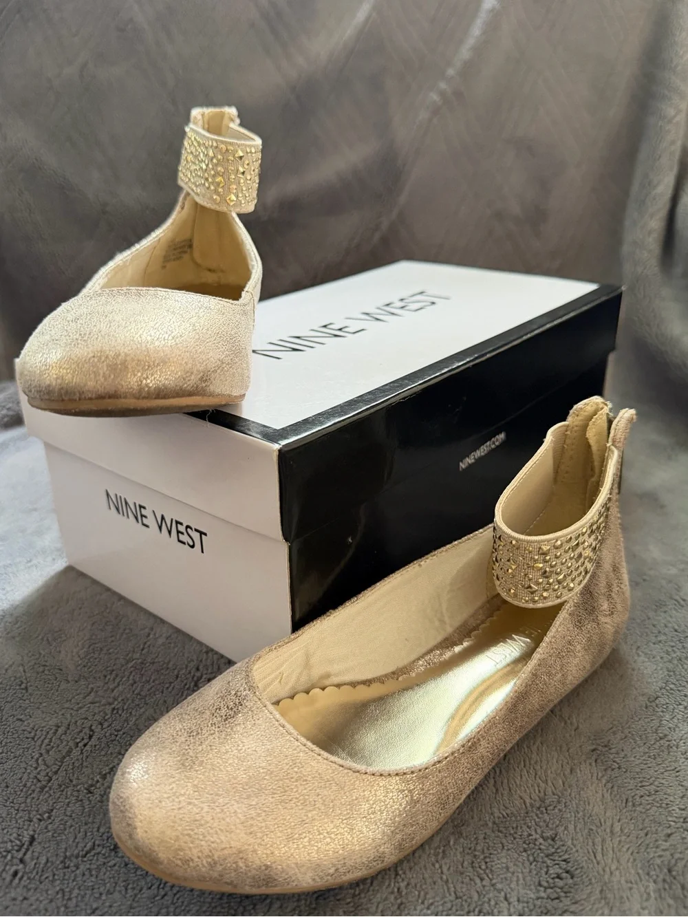 Girls' Glitter Ankle-Strap Ballet Flat - Gold